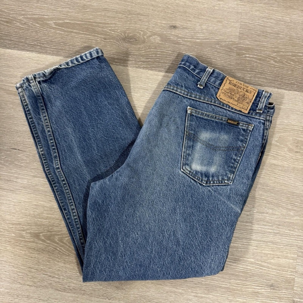 Vintage Sears Roebucks Relaxed Fit Straight Leg Denim Blue Jeans USA Men's 38x29